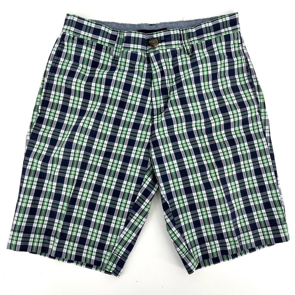 Tommy Hilfiger 100% cotton‎ green navy plaid men's shorts (29)o